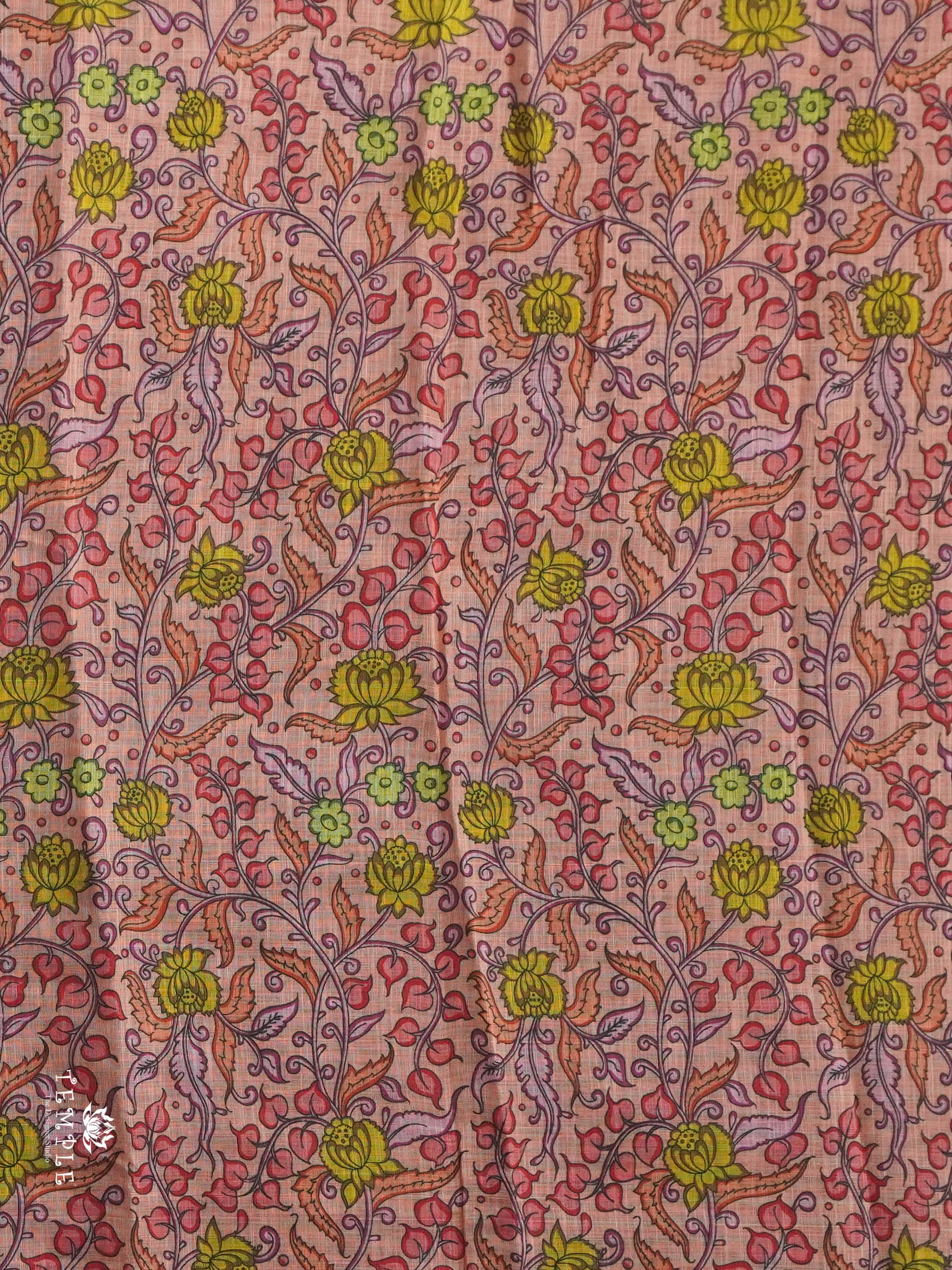 Pichwai Printed Linen Cotton Saree | TTDS2832 - Image 3