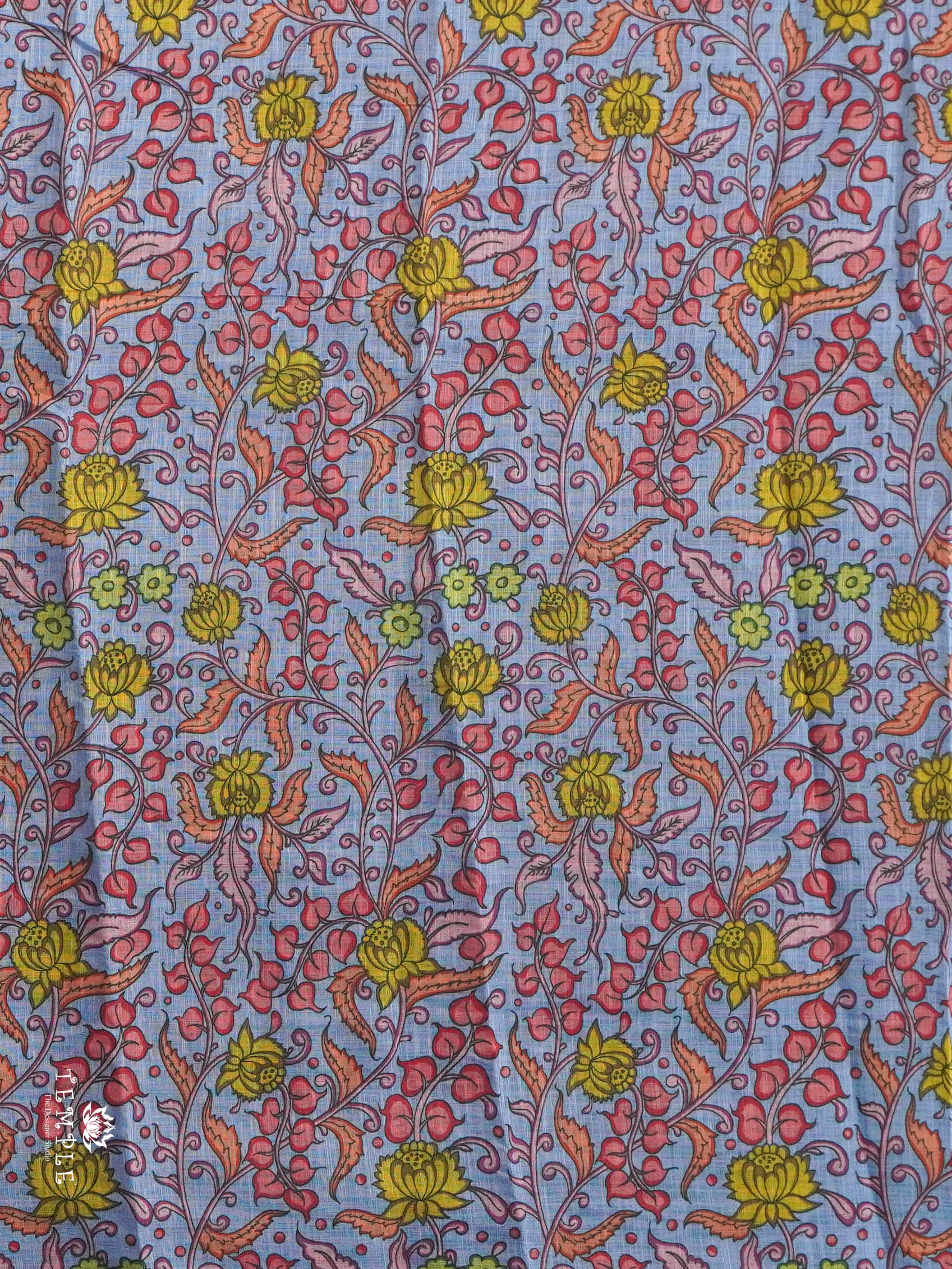 Pichwai Printed Linen Cotton Saree | TTDS2832 - Image 3